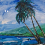 Acryl schilderij, Maya Wildevuur, Thahiti, 1981